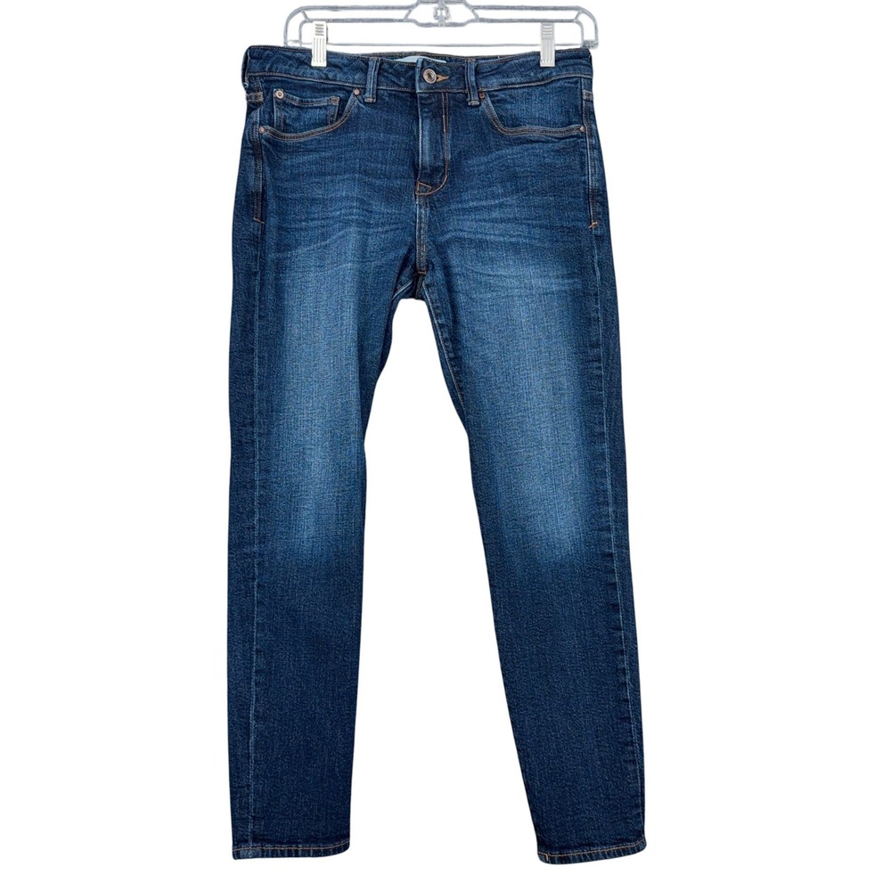 Mango MNG Lonny Girlfriend Jeans Dark Wash Blue Size 4 Women Tapered Mid Rise